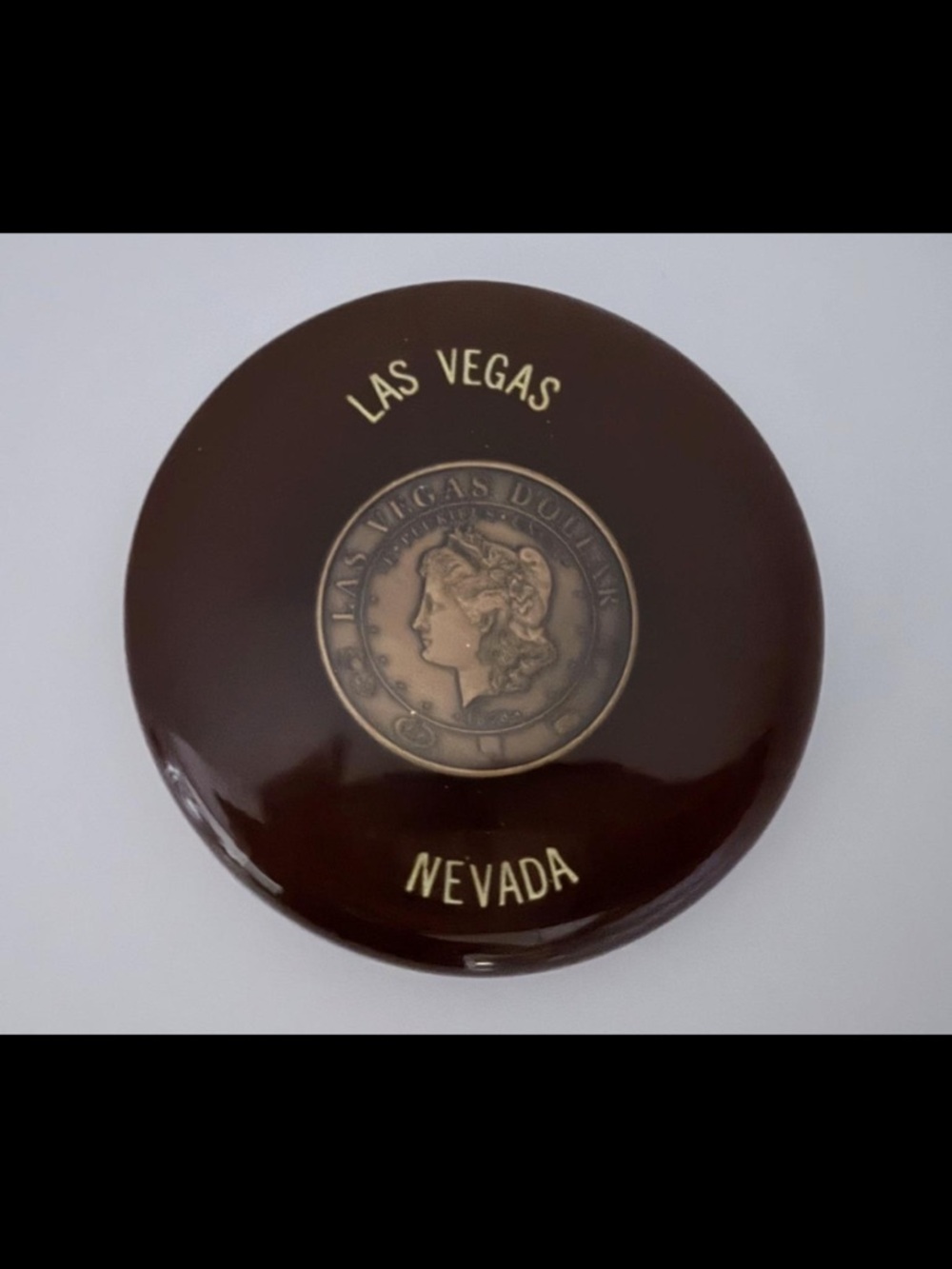 Vintage 1970s Las Vegas Souvenir Paperweight Lucite Casino Token 3.5"